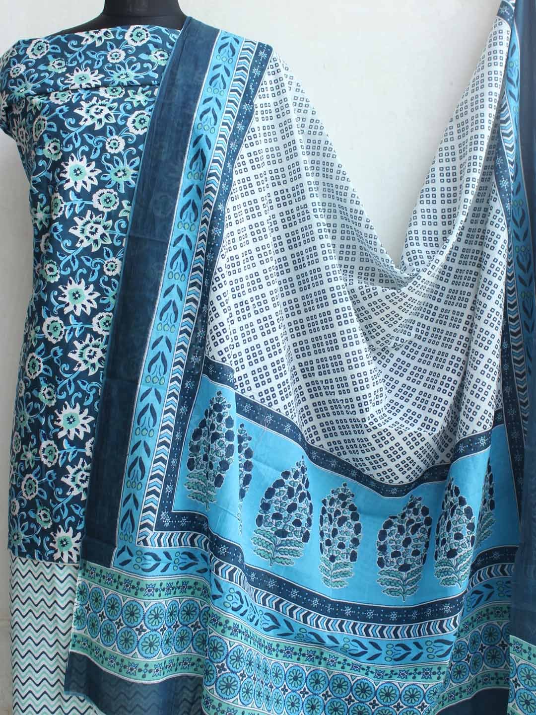 Dark-blue-and-white-sanganeri-print-cotton-dress-material Dark-blue-and-white-sanganeri-print-cotton-dress-material