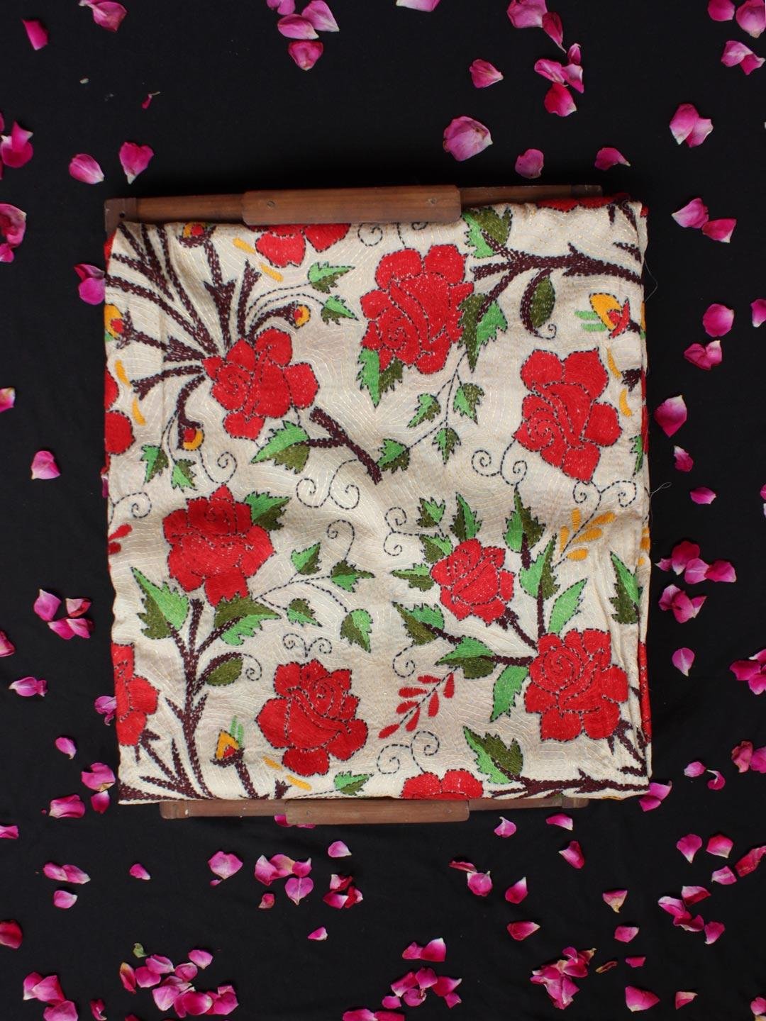 Red-roses-nakshi-kantha-tussar-silk-dupatta Red-roses-nakshi-kantha-tussar-silk-dupatta at Shilphaat.com