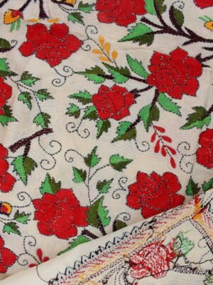 Red-roses-nakshi-kantha-work-tassar-silk-dupatta