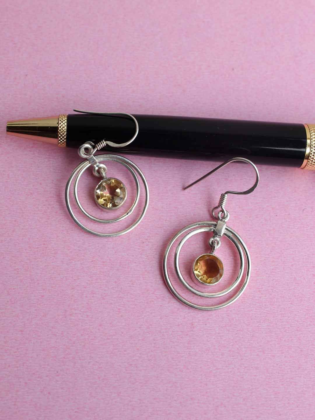 Brown-stone-2-rings-pure-silver-earrings Brown-stone-2-rings-pure-silver-earrings