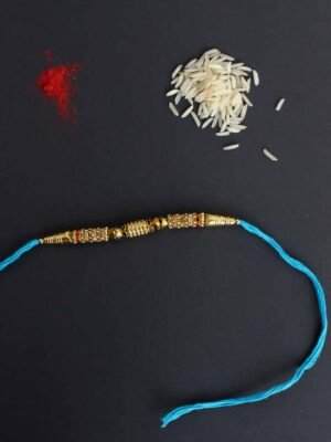 Crystal-work-blue-thread-Rakhi