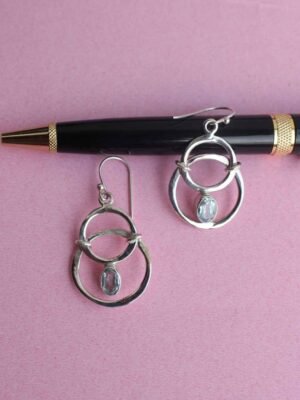 Double-ring,-pure-silver-everyday-earrings