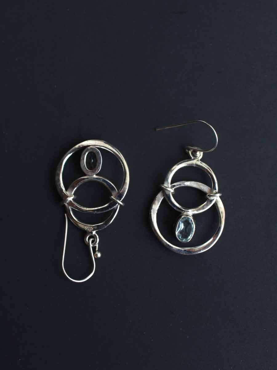 Double-ring,-real-silver-earrings