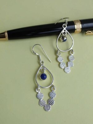 Lapis-lazuli-real-silver-dangle-earrings