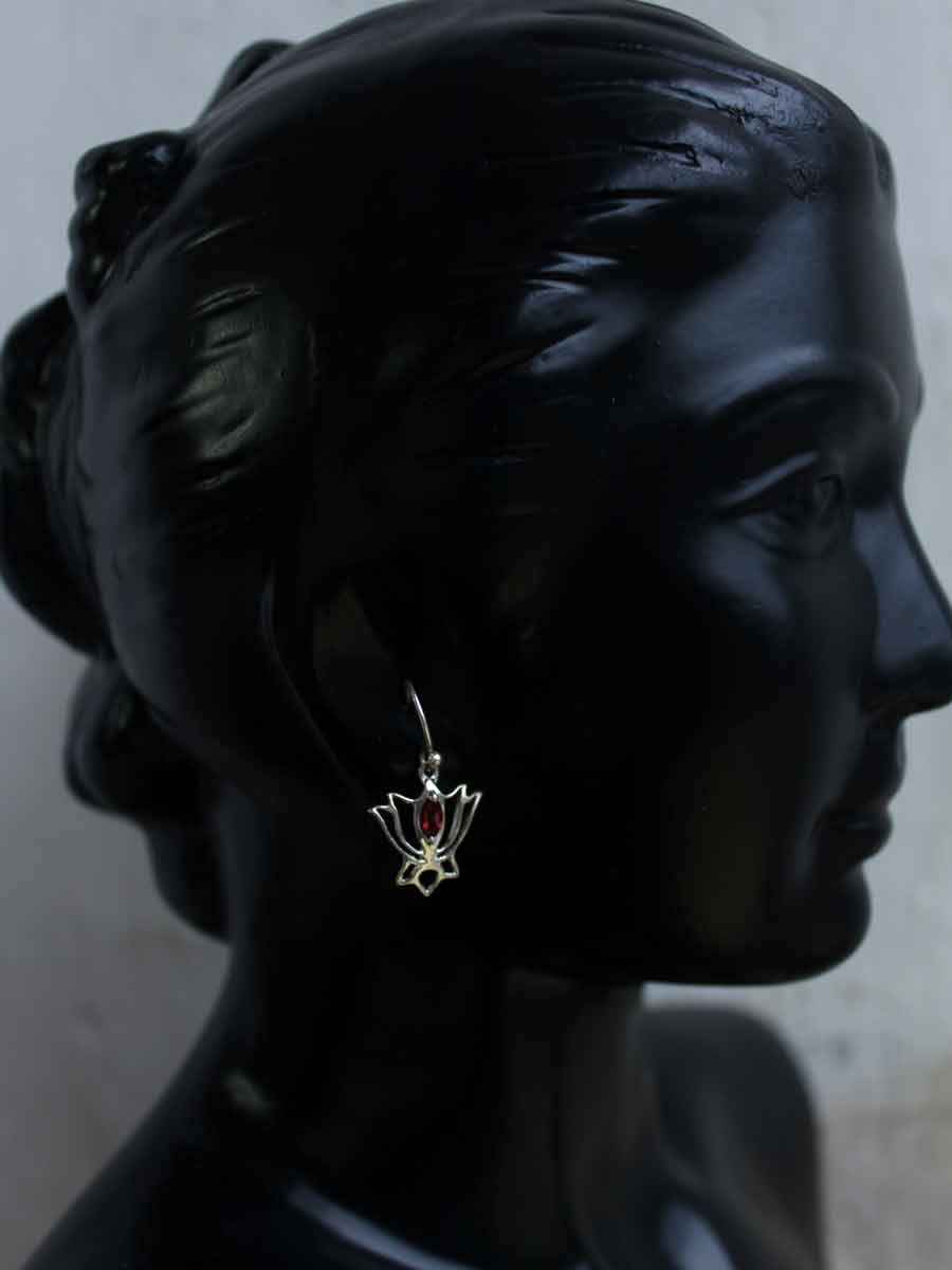 Lotus-garnet-and-silver-small-earrings