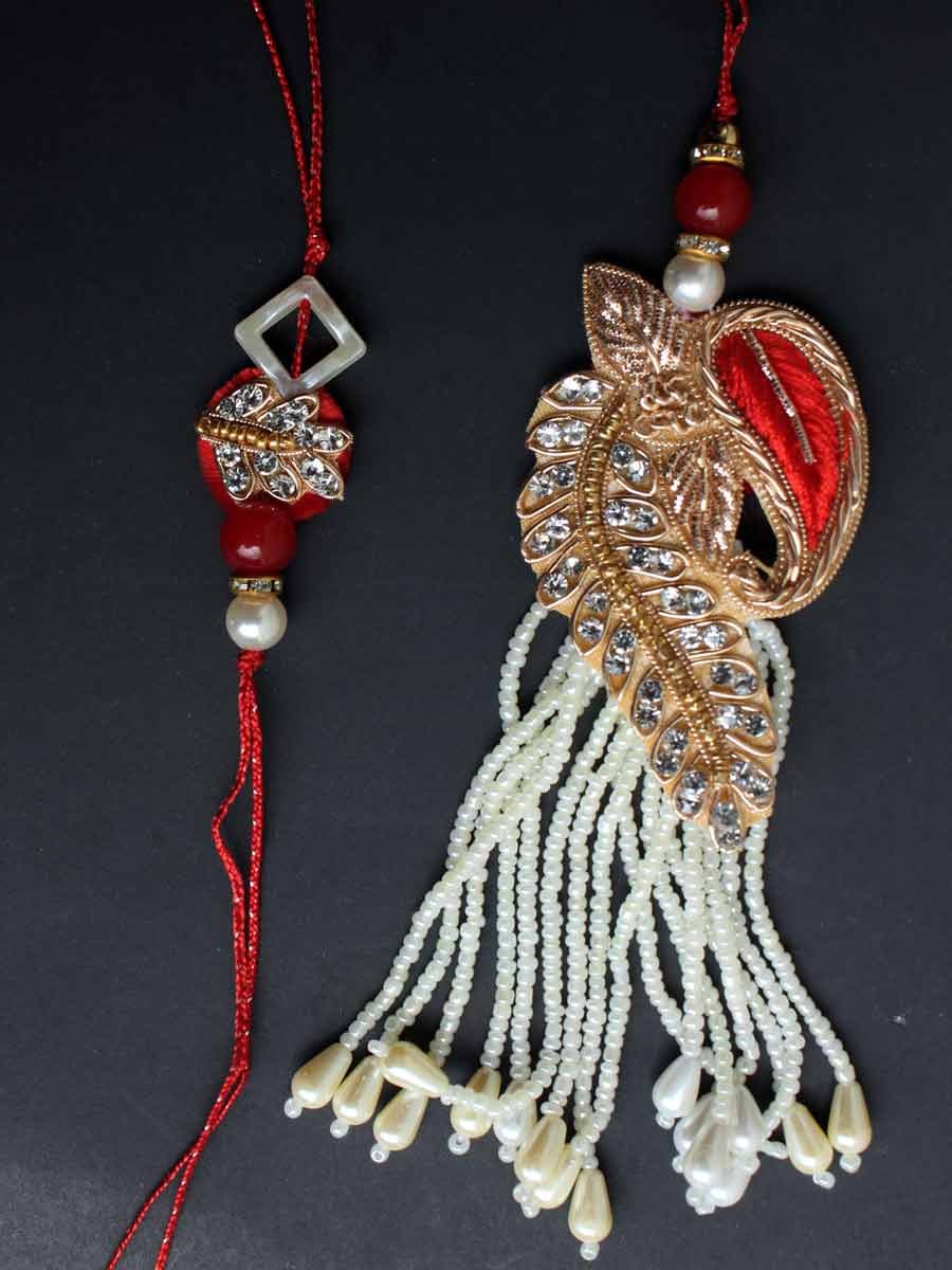 Pearls-and-kundan-red-white-Bhaiya-Bhabhi-Rakshabandhan
