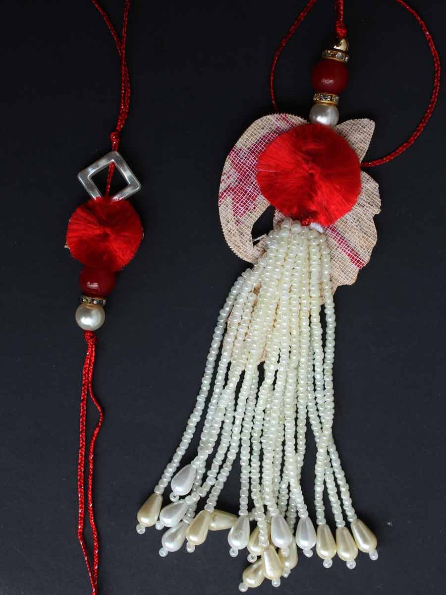 Pearls-and-kundan-red-white-Bhaiya-rakhi-Bhabhi-lumba