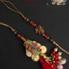 Red-anf-green-enamelled-peacock-Bhaiya-bhabhi-Rakhi-pair