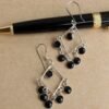 Black-stone,-rhomboid-real-silver-earrings