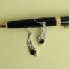 Coffee-brown-stone,-real-silver-earrings