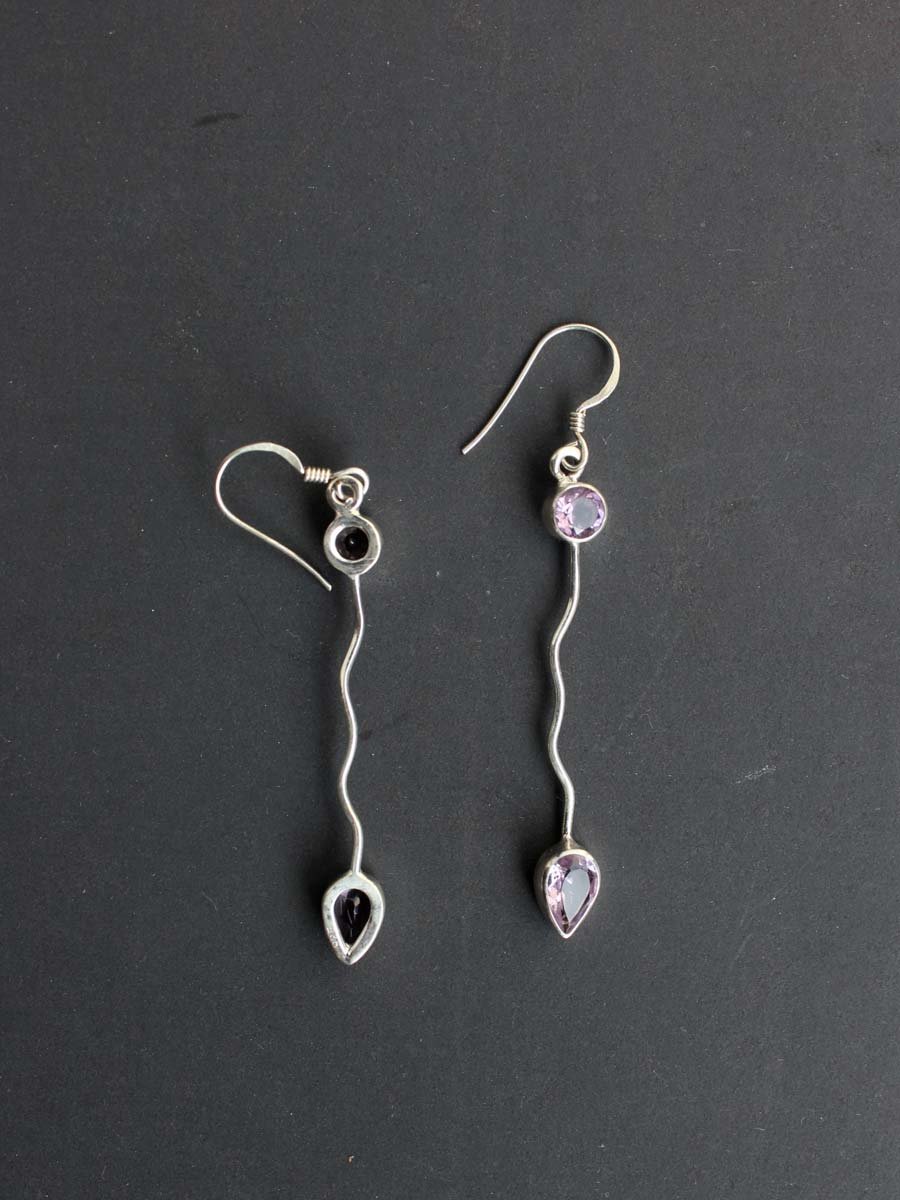Purple-stone-long-pure-silver-earrings