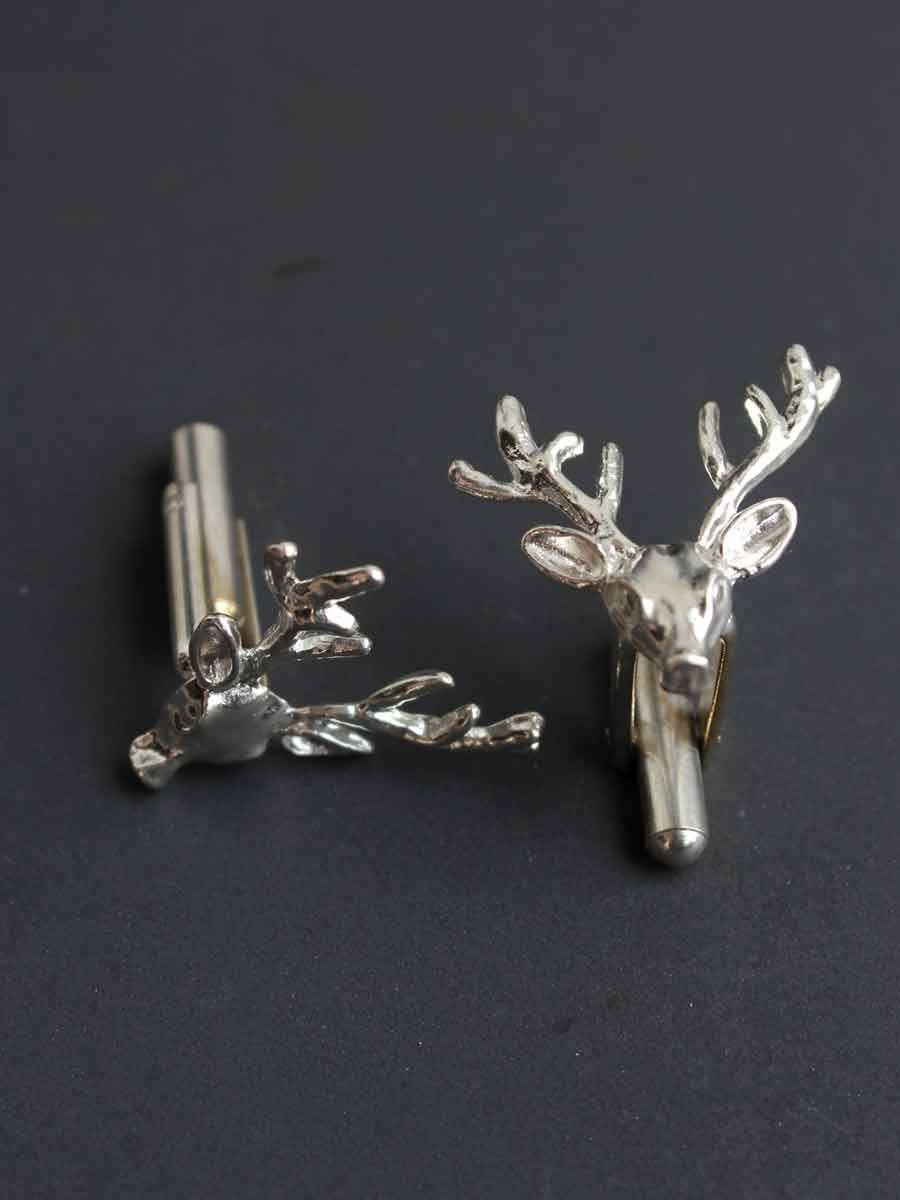 Silver-stag-head-cufflinks