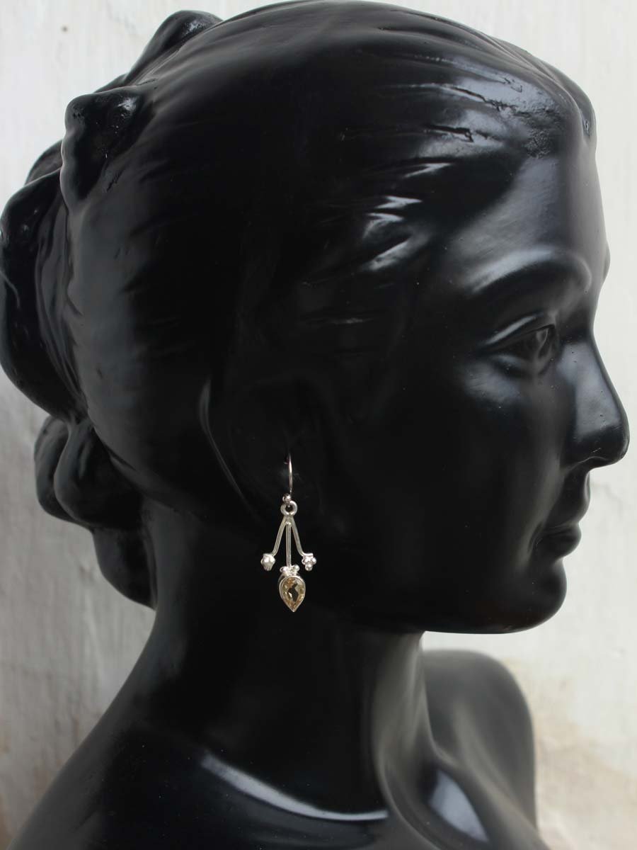 Yellow-stone,-small-925-silver-earrings