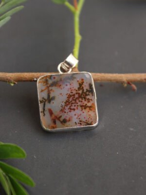 Autumn--Square-dendritic-Agate-silver-Pendant