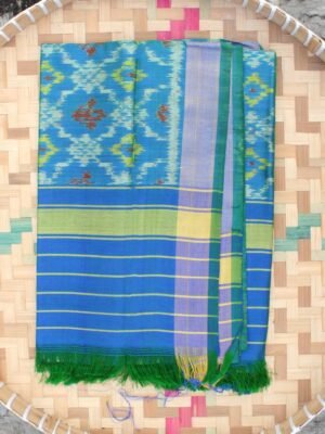 Bluish-Green-patan-patola-pure-silk-dupatta-Shilphaat