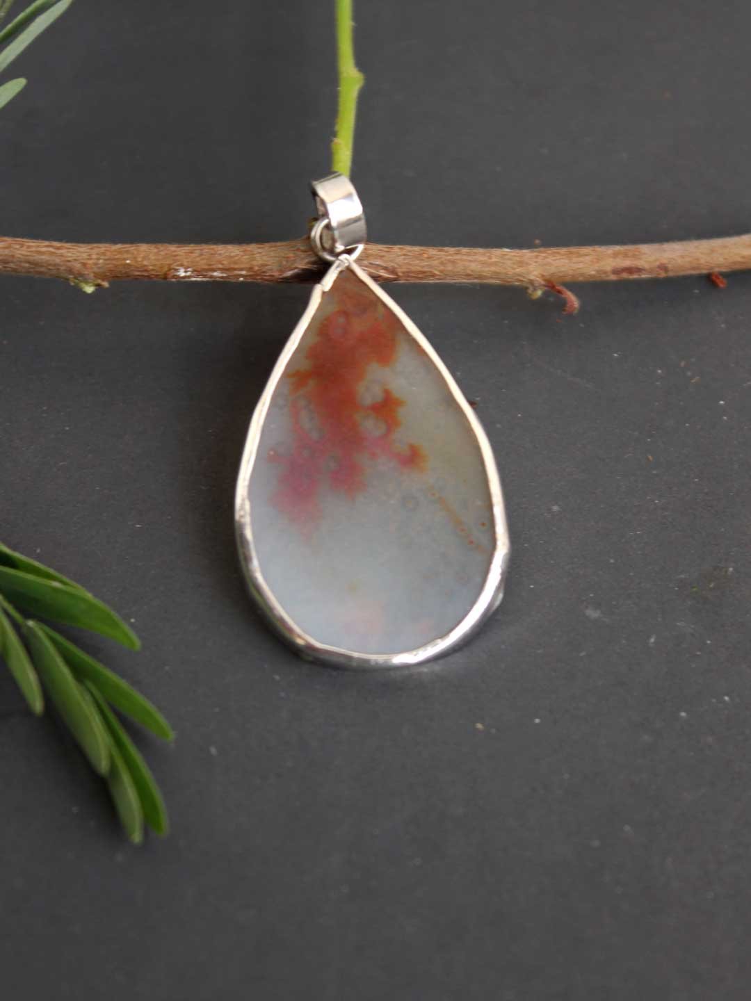Drop-shape-dendritic-agate-silver-pendant Drop-shape-dendritic-agate-silver-pendant