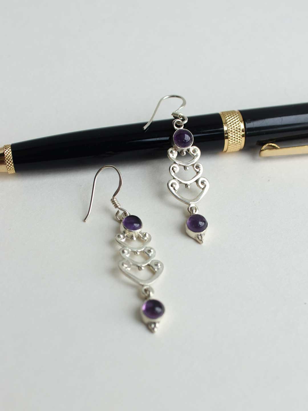 Purple-stone-long-silver-earrings Purple-stone-long-silver-earrings