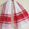 Dholak-motif-red-and-white-assamese-gamocha