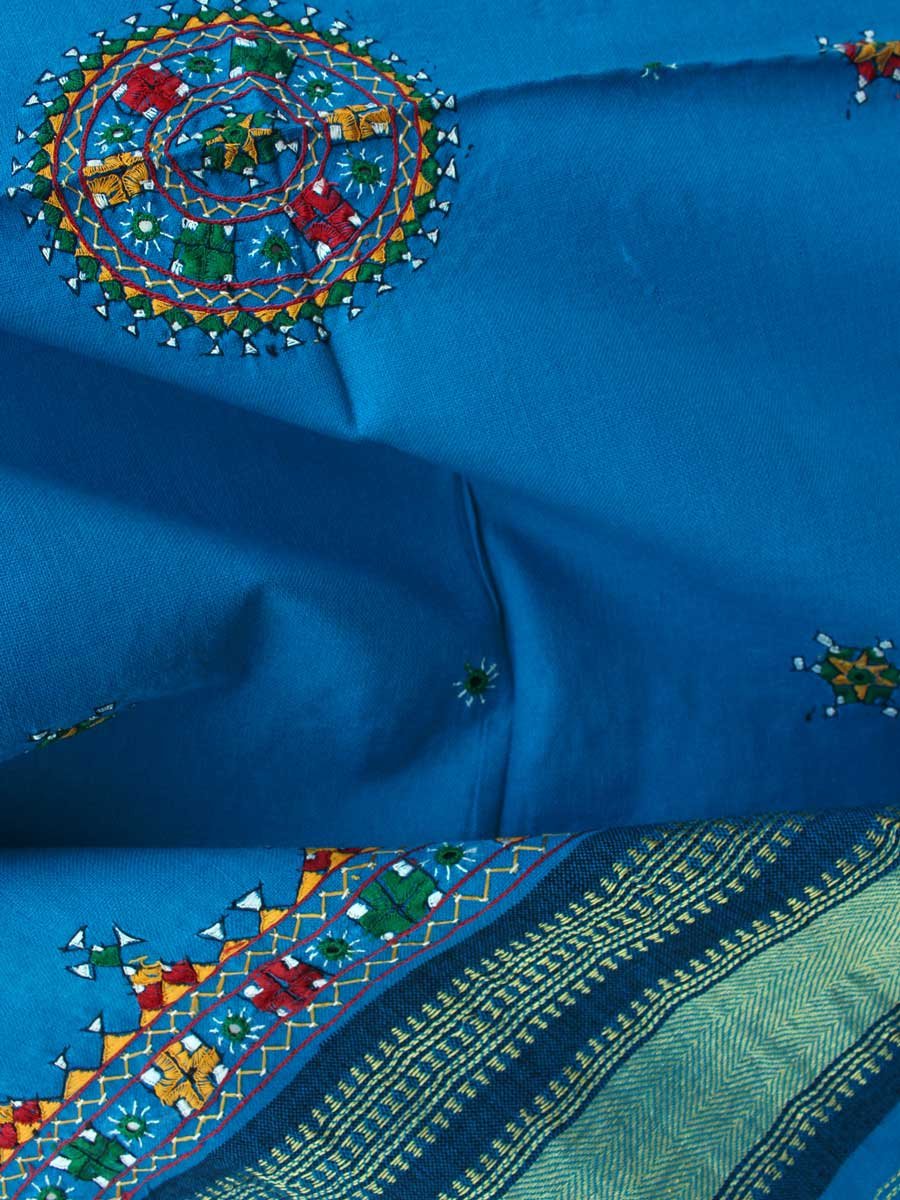 Firozi-Blue-narein-embroidered-woolen-shawl