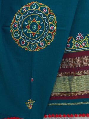 Greenish-Blue-Ahir-embroidered-Gujarati-Shawl