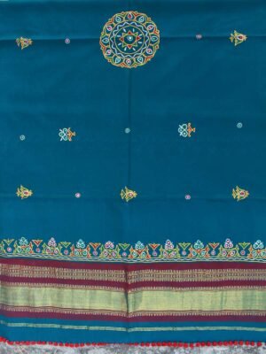 Greenish-Blue-Ahir-embroidered-Gujarati-woolen-Shawl