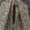 Pink-roses-nakshi-kantha-Beige-tussar-silk-stole