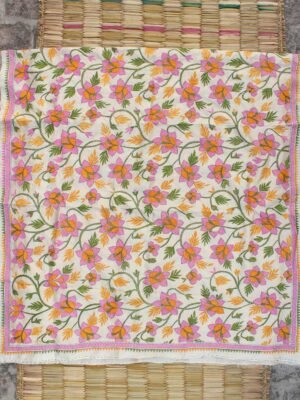 Purple-yellow-flower-nakshi-Kantha-embroidered-Tassar-silk-dupatta