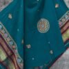 Teal-Blue-Ahir-embroidered-woolen-shawl