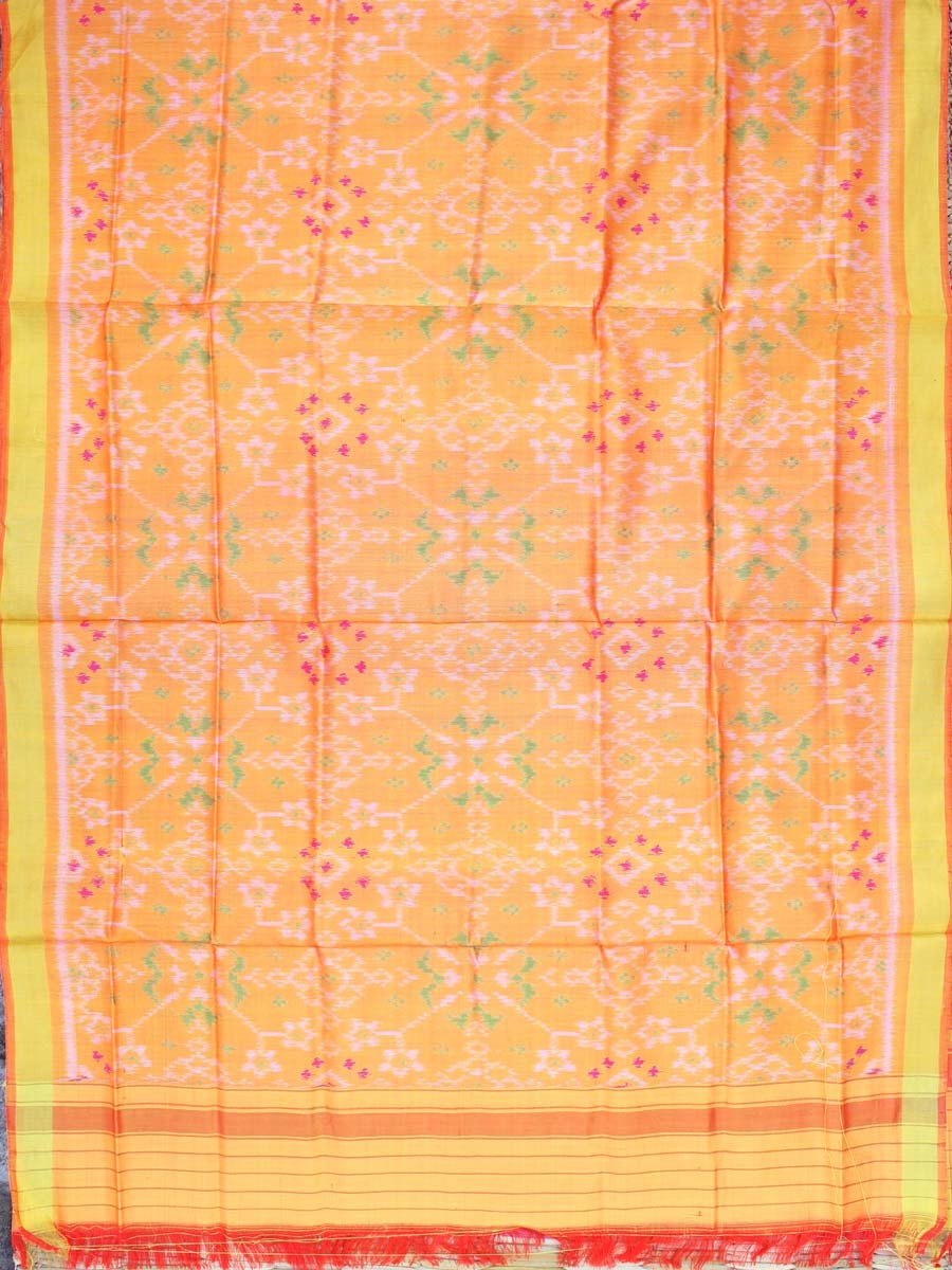Yellow-single-ikat-patola-silk-dupatta