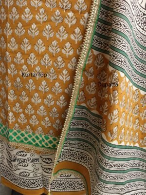 Brown-and-white-Block-printed-lacework-cotton-3pc-ladies-suit