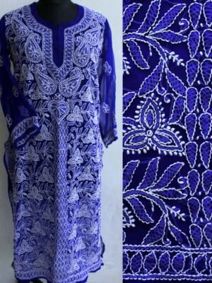 Dark-blue-georgette-chikankari-ladies-kurta