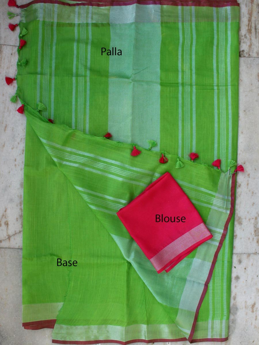 Dhani-Green-Linen-cotton-Sari