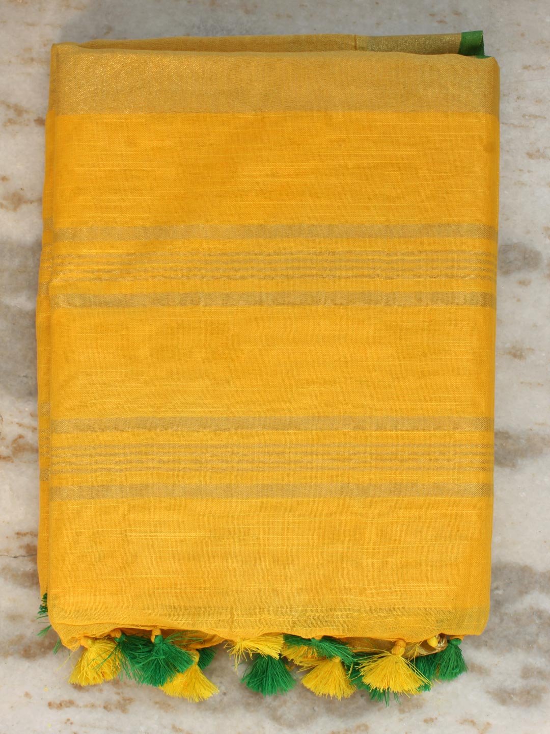 Sun-Yellow-Linen-cotton-Saree Sun-Yellow-Linen-cotton-Saree