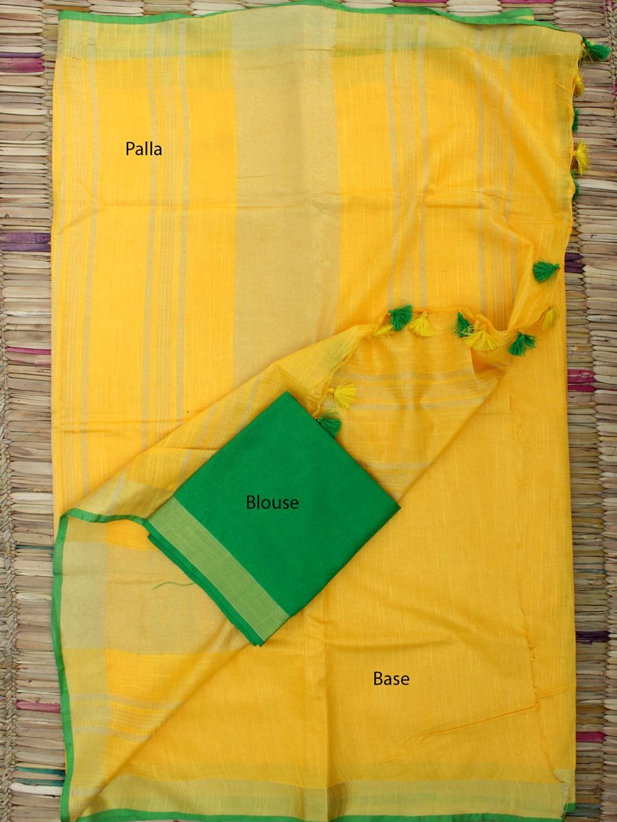 Sun-Yellow-Linen-cotton-Sari Sun-Yellow-Linen-cotton-Sari