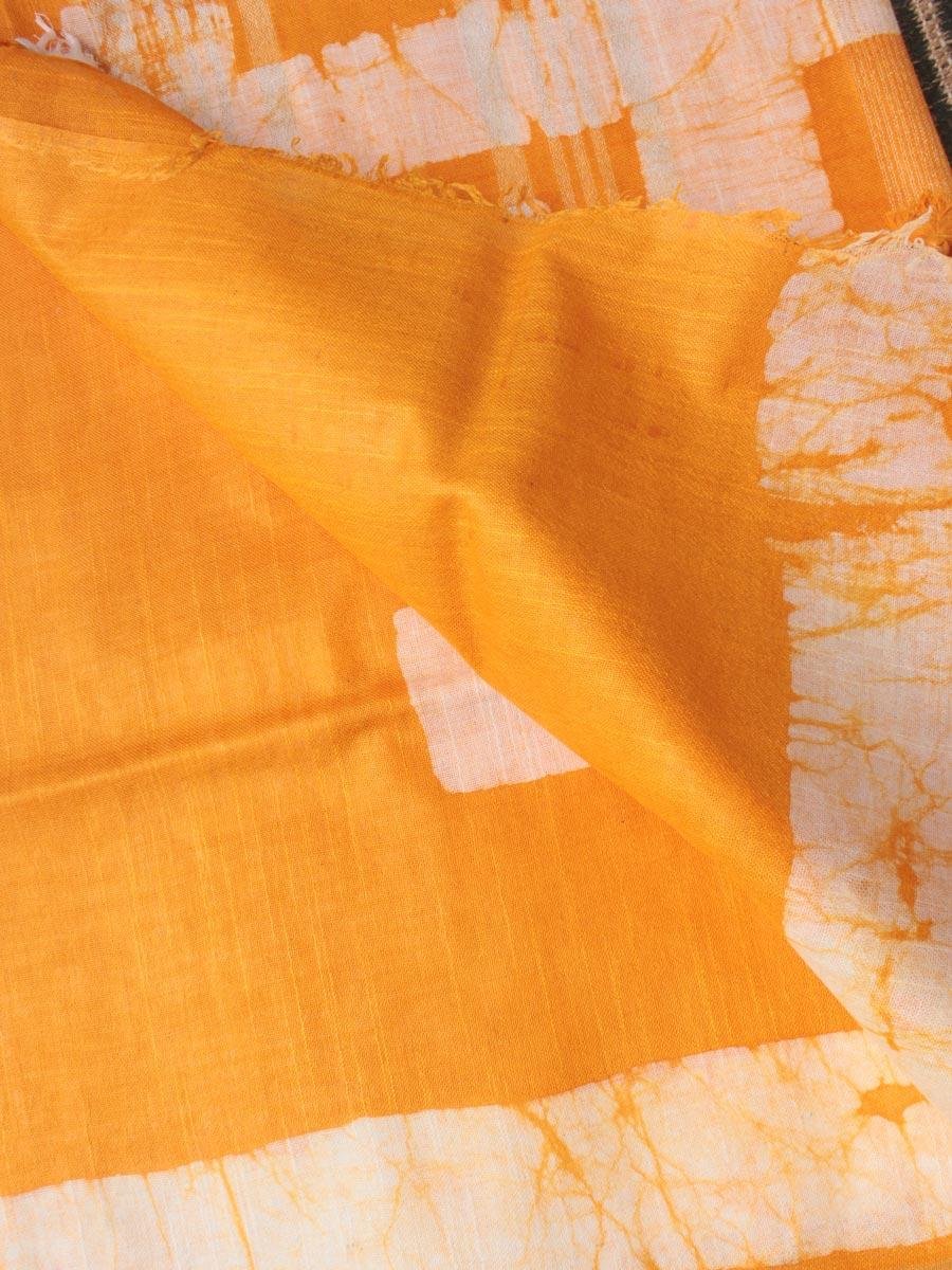 Yellow-and-off-White-Batik-cotton-Linen-summer-Saree Yellow-and-off-White-Batik-cotton-Linen-summer-Saree