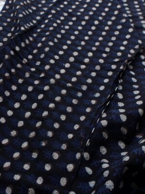 Black-and-indigo-block-printed-cotton-fabric at Shilphaat