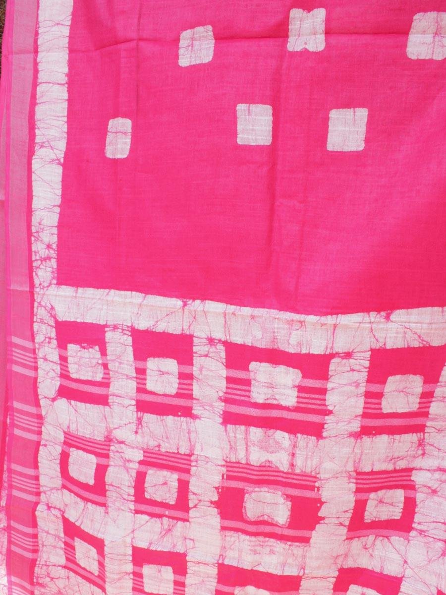 Dark-Pink-,off-White-Batik-Linen-cotton-Saree Dark-Pink-,off-White-Batik-Linen-cotton-Saree