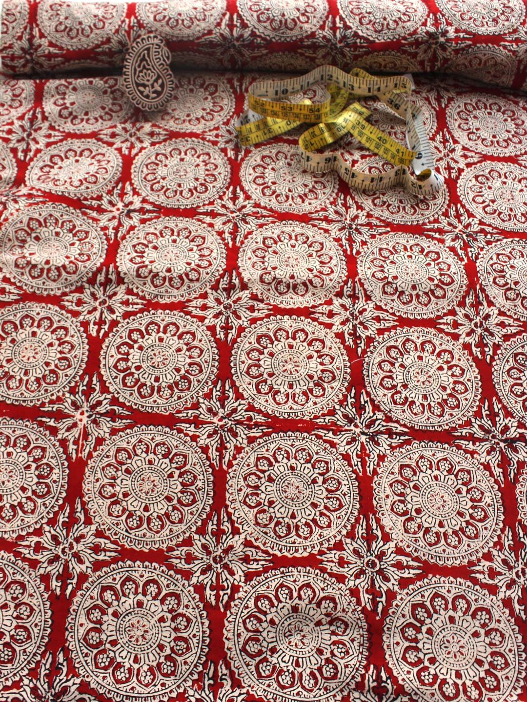 Madder-Red-floral-hand-block-printed-mul-cotton-kurta-fabric Madder-Red-floral-hand-block-printed-mul-cotton-kurta-fabric