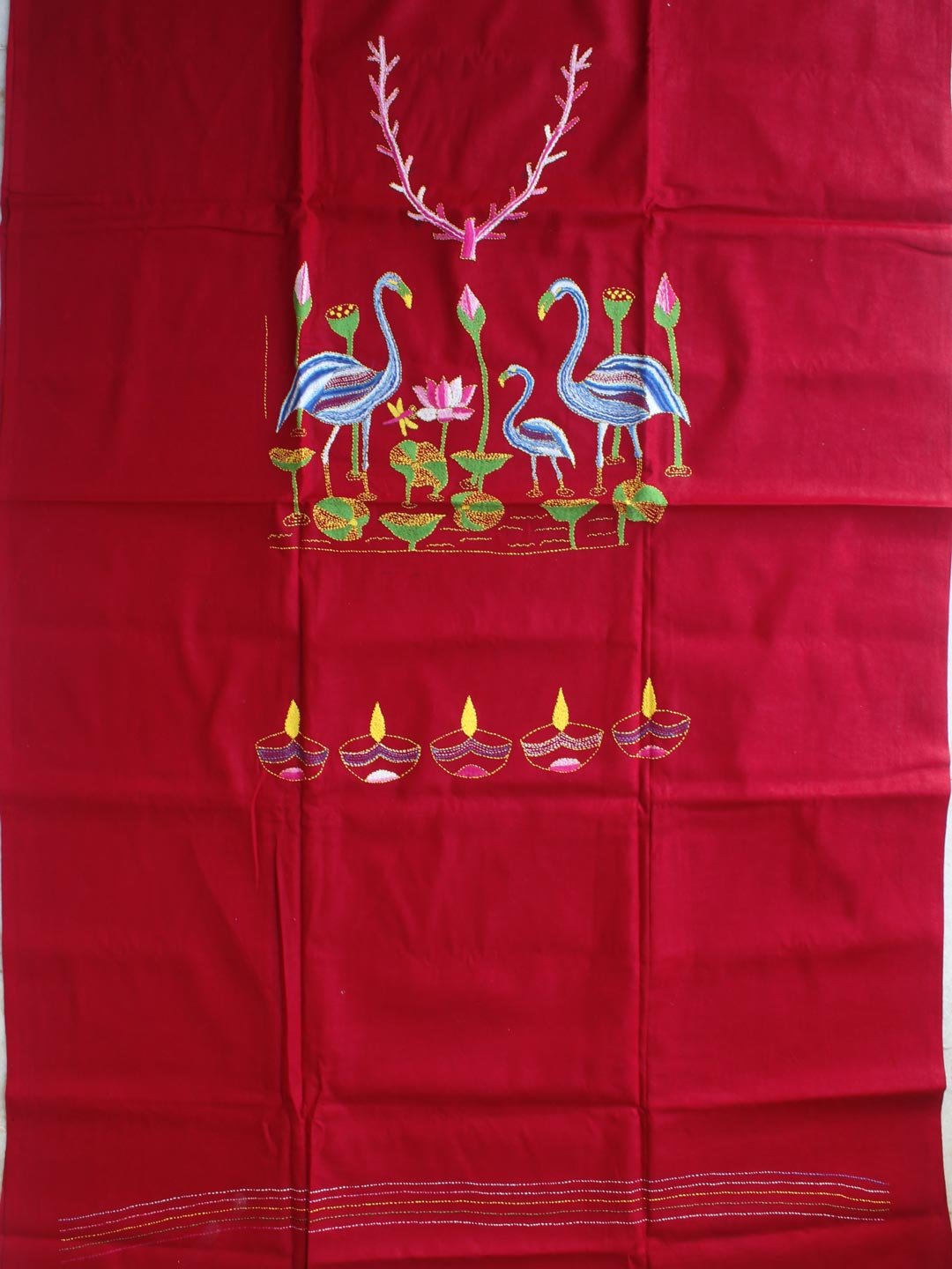 Maroon-Red-Kanthawork-cotton-Kurta-fabric Maroon-Red-Kanthawork-cotton-Kurta-fabric