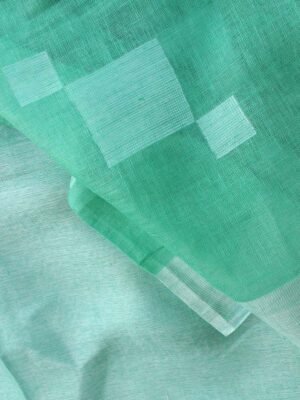 Mint-Green-silver-zari-woven--pure-linen-sari