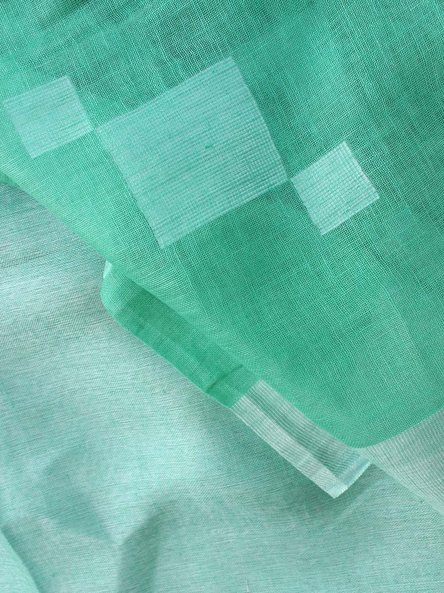 Mint-Green-silver-zari-woven--pure-linen-sari