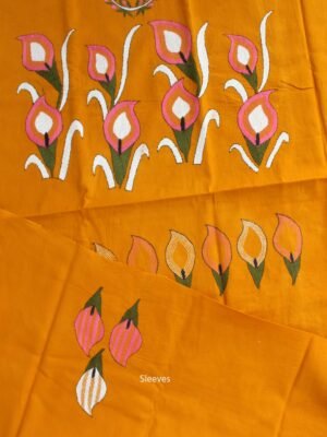 Mustard-yellow-nakshi-Kantha-cotton-Kurta-fabric