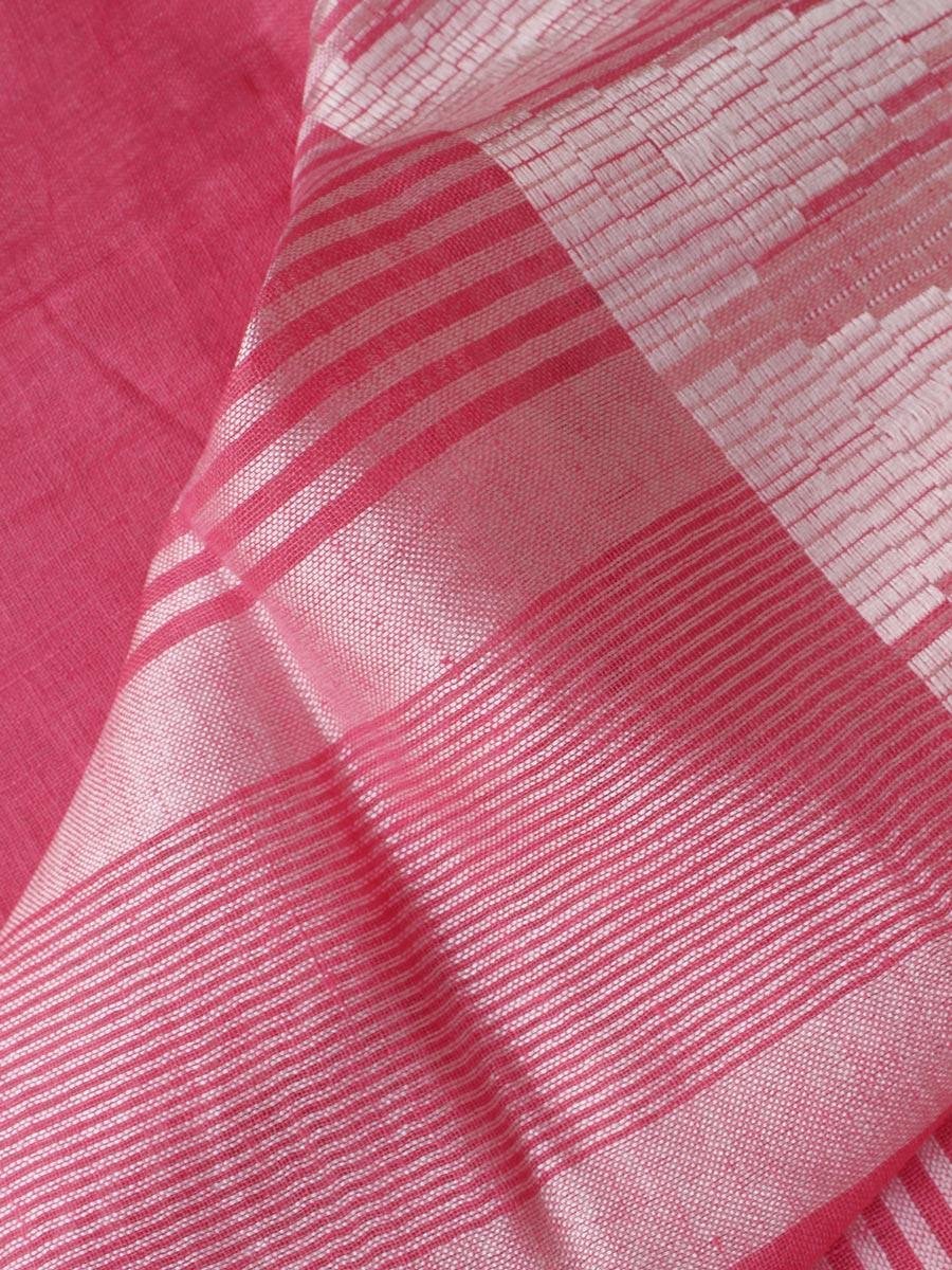 Rose-pink-Jamdani-pure-Linen-Sari Rose-pink-Jamdani-pure-Linen-Sari at Shilphaat.com