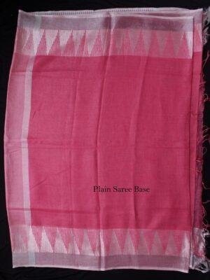 Rose-pink-and-silver-white-linen-matka-silk-saree at Shilphaat.com