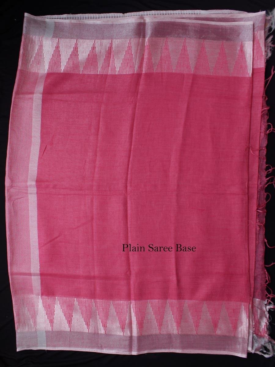 Rose-pink-and-silver-white-linen-matka-silk-saree Rose-pink-and-silver-white-linen-matka-silk-saree at Shilphaat.com