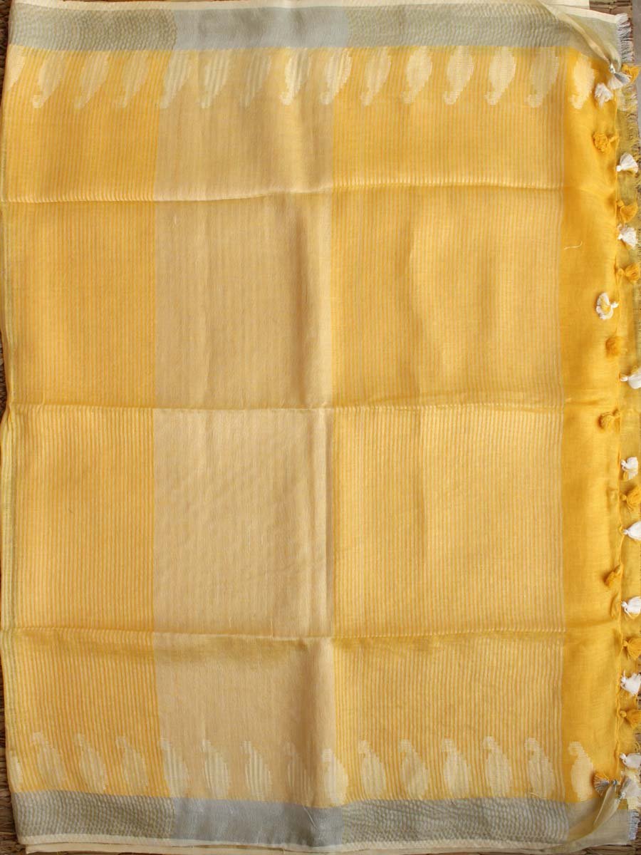 Sun-yellow-Pure-bhagalpur-Linen-Saree