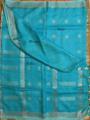 Firozi-Blue-zari-work-Pure-Bhagalpur-linen-saree