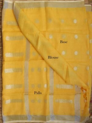 Yellow-zari-buti-Pure-bhagalpuri-linen-sari