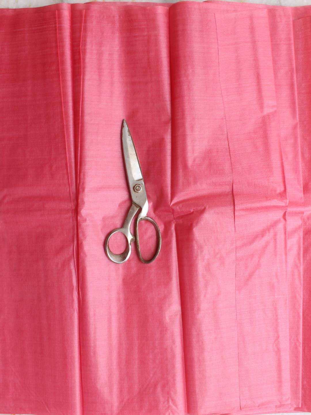 Carrot-Pink-paper-tussar-silk-Fabric Carrot-Pink-paper-tussar-silk-Fabric
