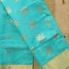 Cyan-Blue-zari-chanderi-handloom-woven-saree